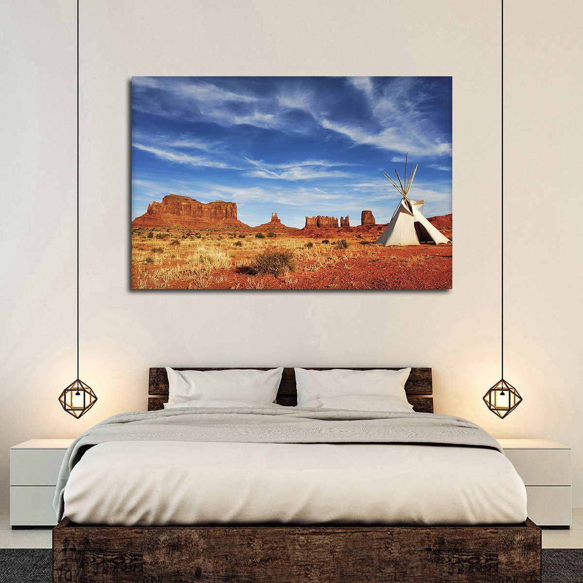 Monument Valley Teepee Multi Panel Canvas Wall Art