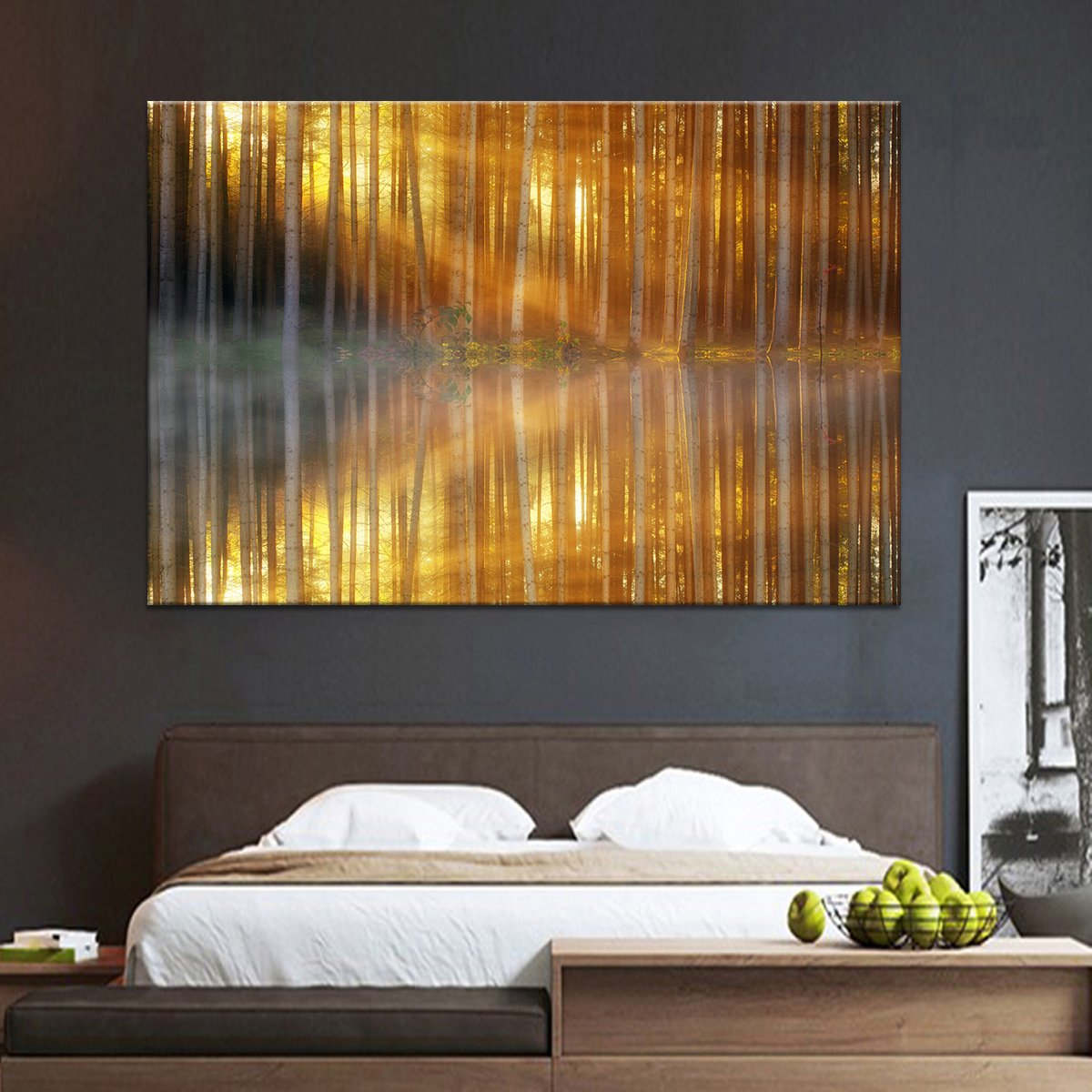 Sunrise Forest Reflection Multi Panel Canvas Wall Art