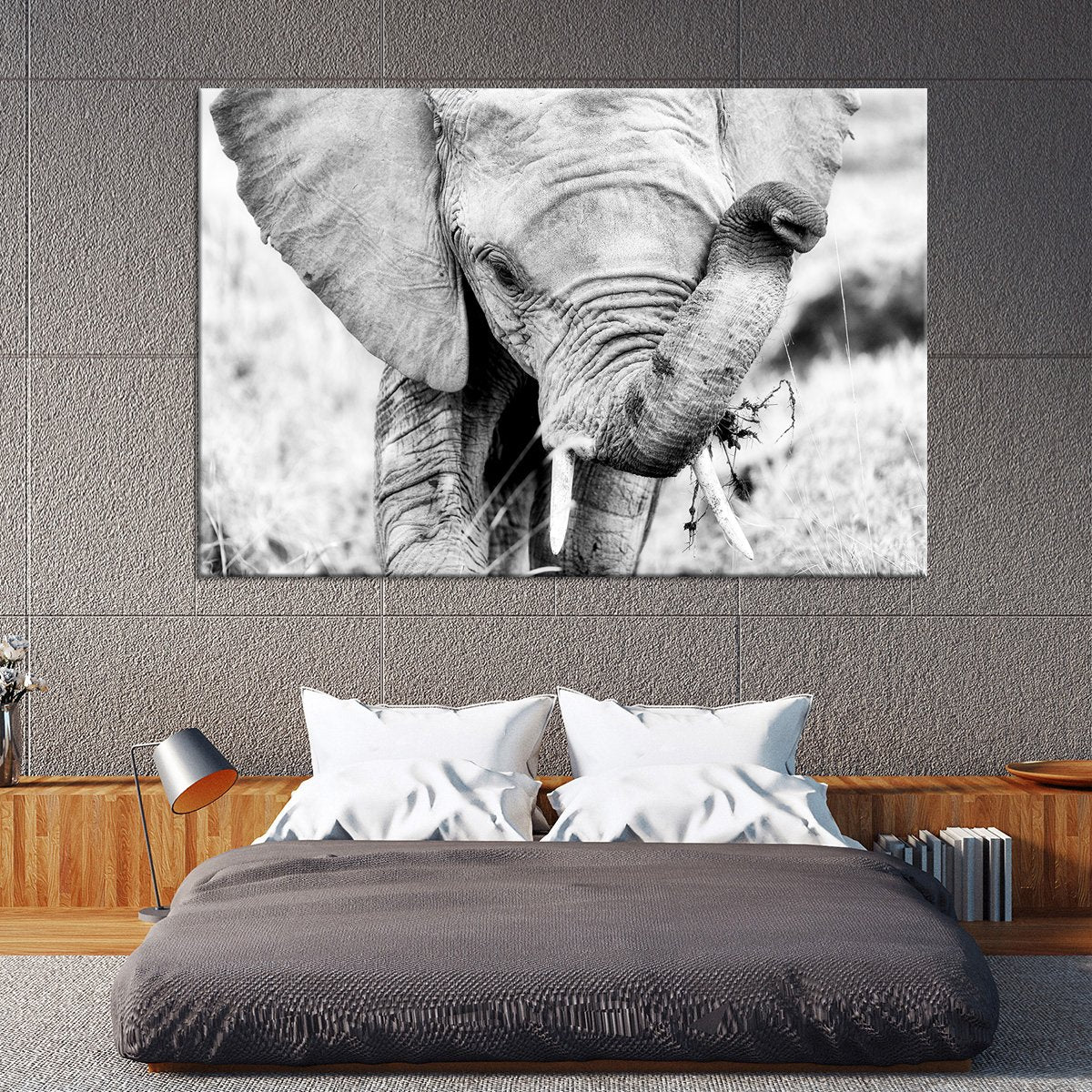 Kenyan Baby Elephant Multi Panel Canvas Wall Art