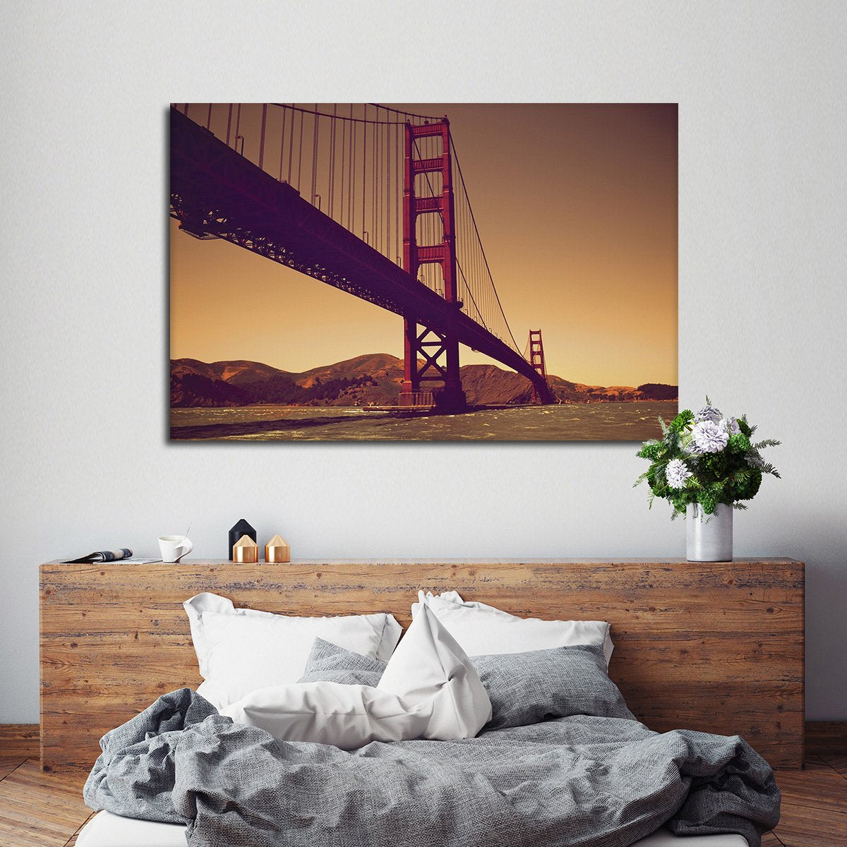 Sundown At Golden Gate Multi Panel Canvas Wall Art
