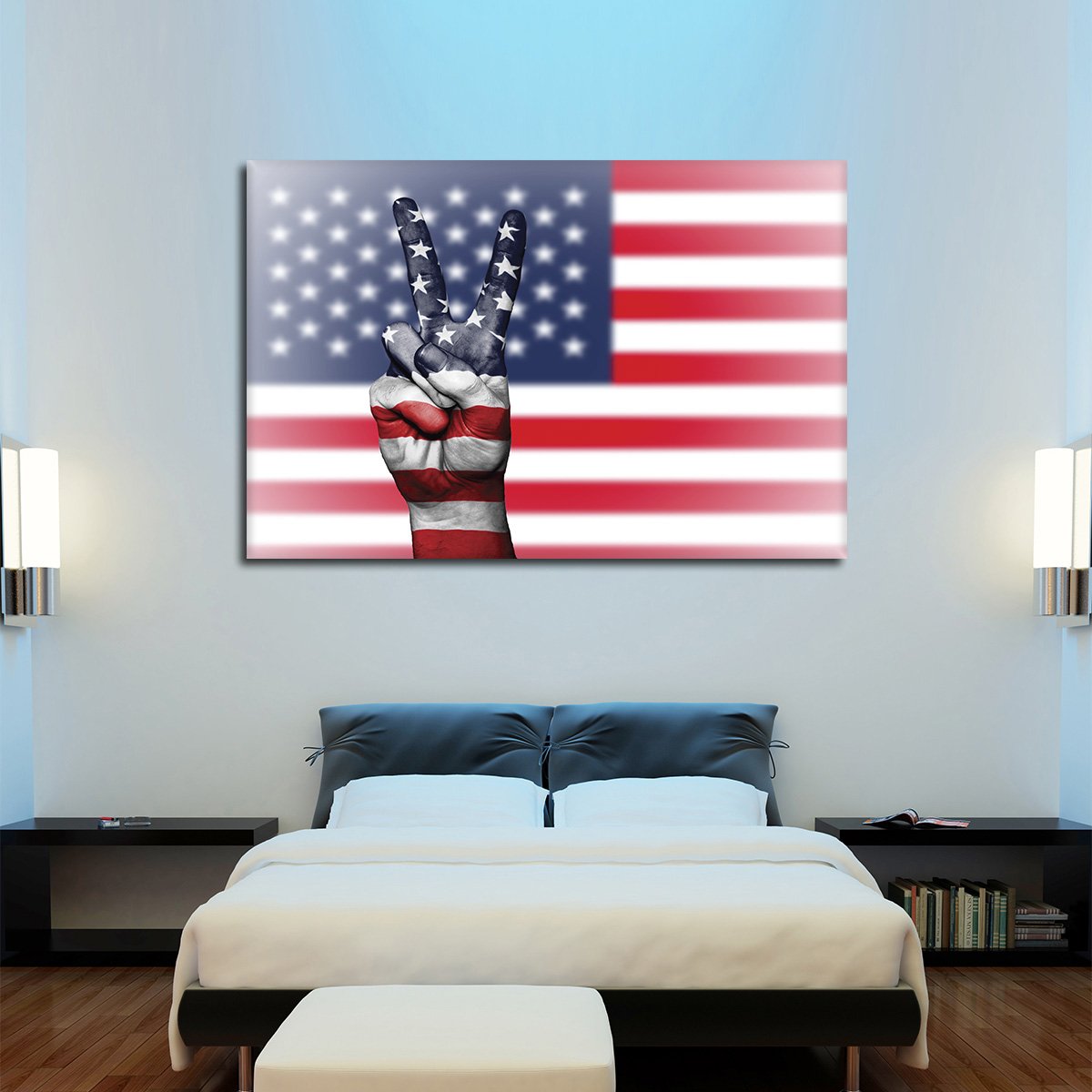 Peace American Flag Multi Panel Canvas Wall Art