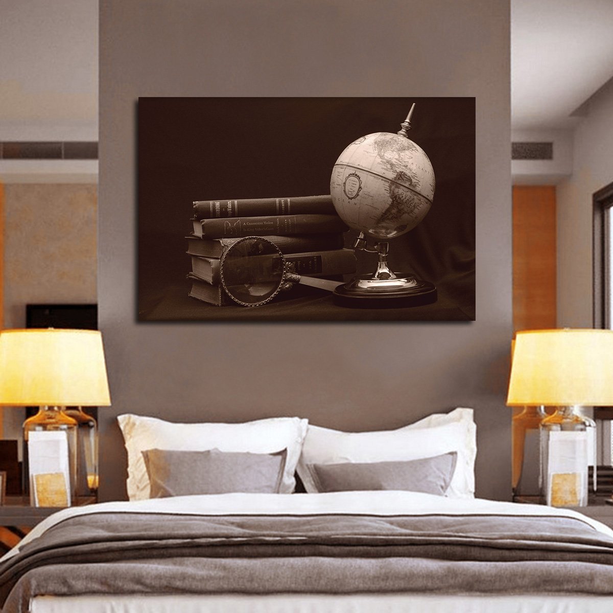 Sepia Globe Multi Panel Canvas Wall Art