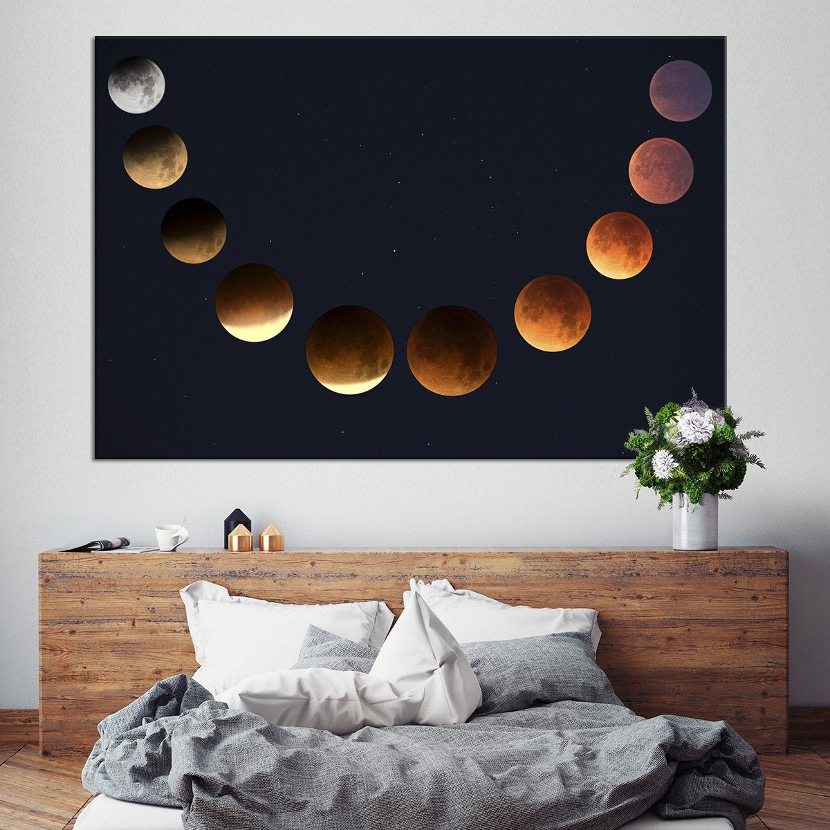 Lunar Cycle Phase Multi Panel Canvas Wall Art
