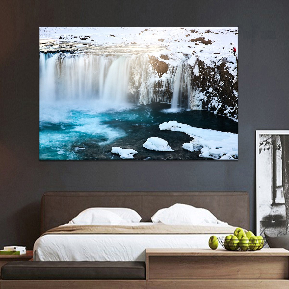 Alaskan Snowy Waterfall Multi Panel Canvas Wall Art