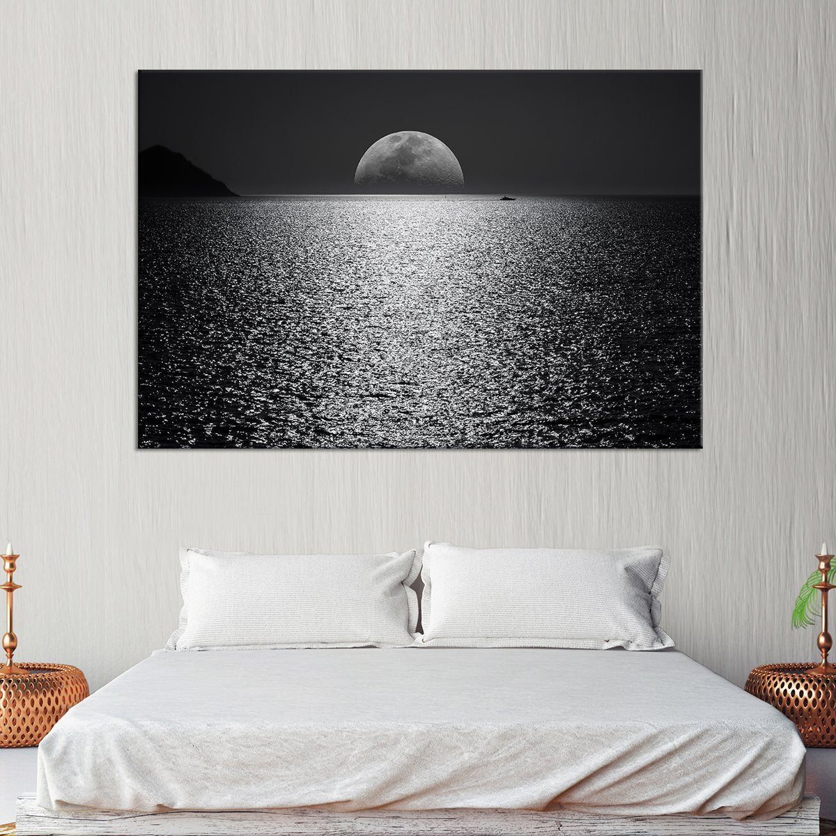 Moon On The Horizon Multi Panel Canvas Wall Art