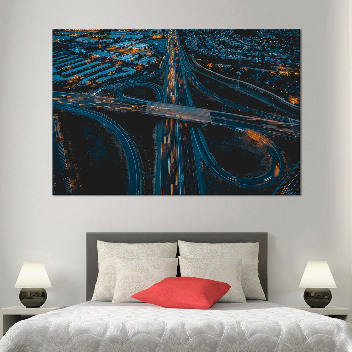 City Traffic Glimpse Multi Panel Canvas Wall Art