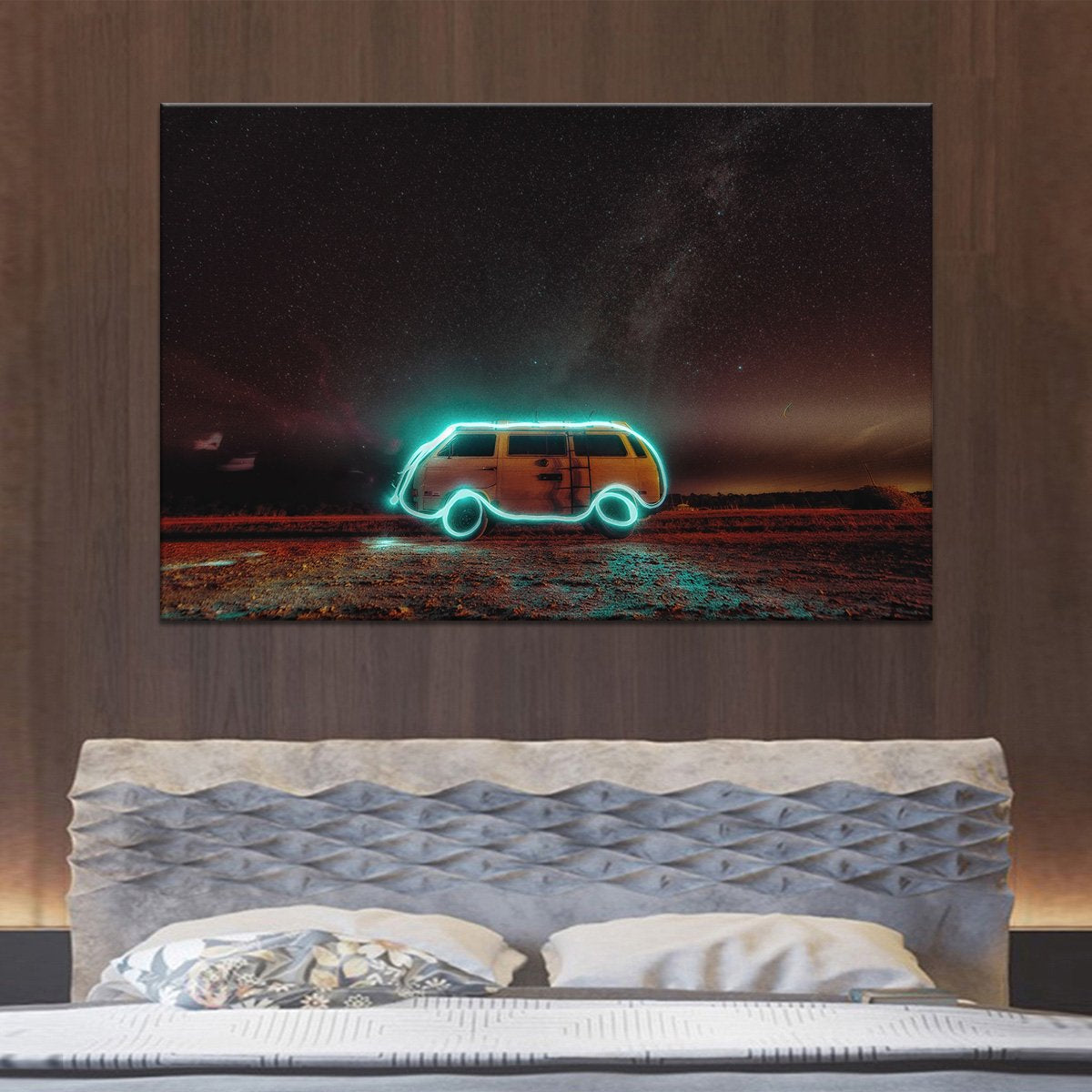Rural Van Illuminated Multi Panel Canvas Wall Art