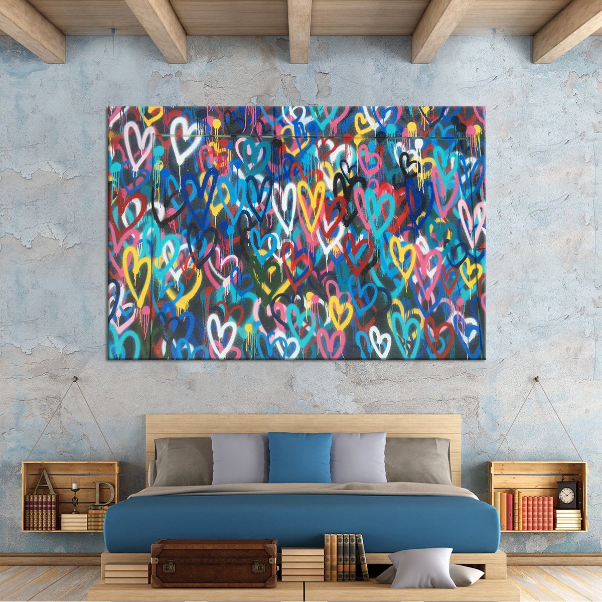 Heart Graffiti Multi Panel Canvas Wall Art