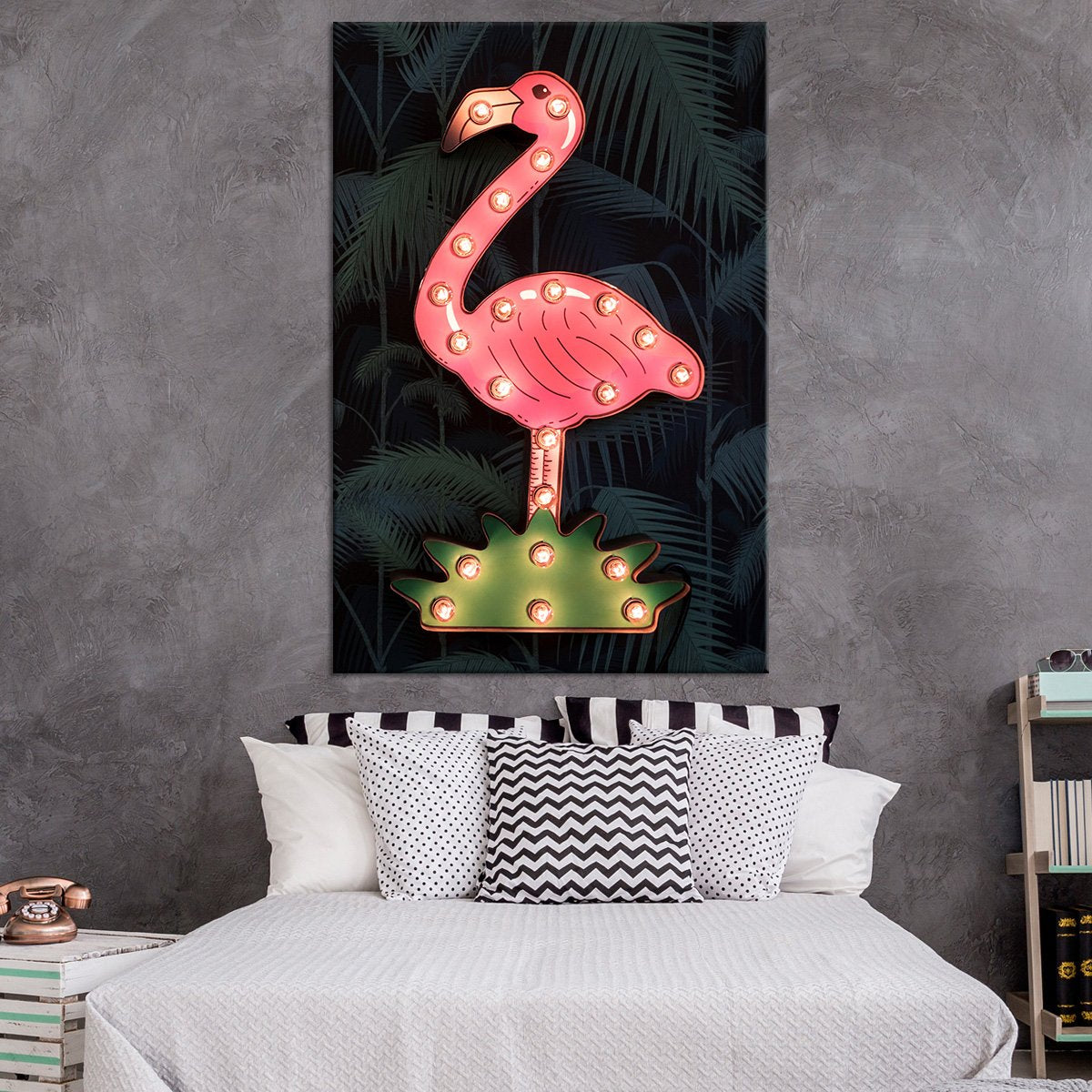 Neon Flamingo Multi Panel Canvas Wall Art