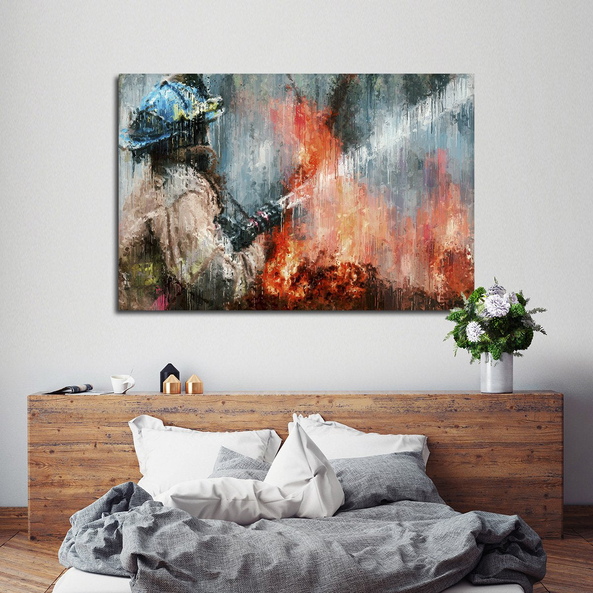 Abstract Firefighter Multi Panel Canvas Wall Art