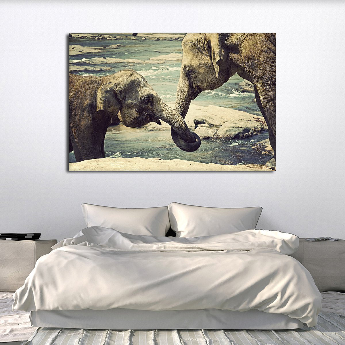 Asian Elephants Multi Panel Canvas Wall Art