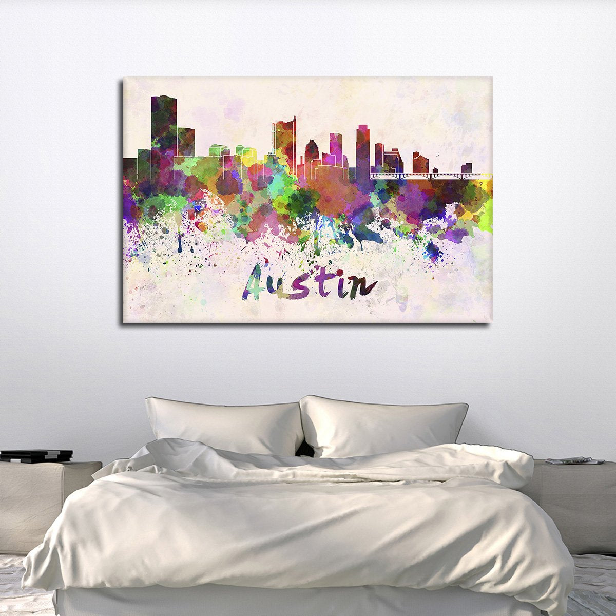 Austin Watercolor Skyline Multi Panel Canvas Wall Art