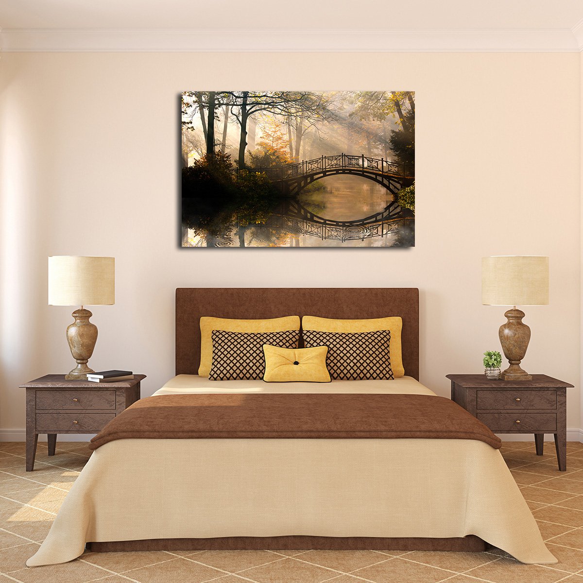 Autumn Bridge Multi Panel Canvas Wall Art