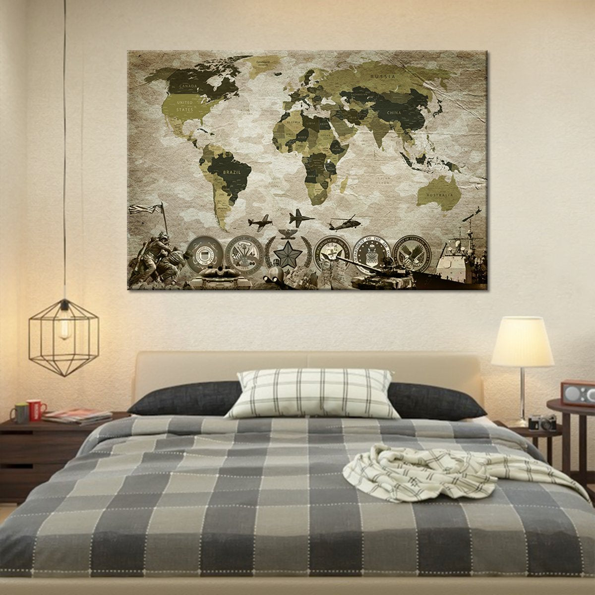 Camouflage World Map Masterpiece Multi Panel Canvas Wall Art