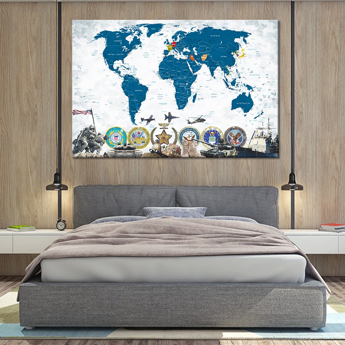 US Wars World Map Masterpiece Multi Panel Canvas Wall Art