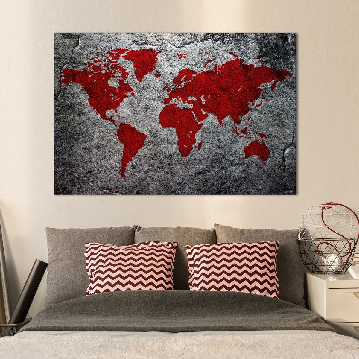 Boulder World Map Multi Panel Canvas Wall Art