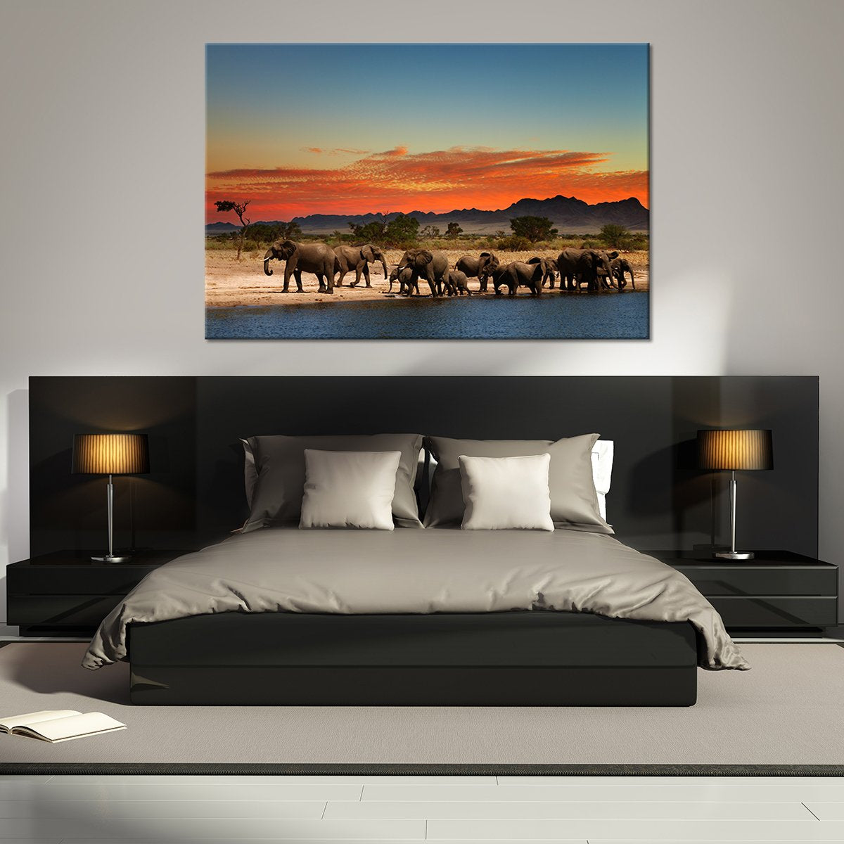 Indian Elephants Multi Panel Canvas Wall Art