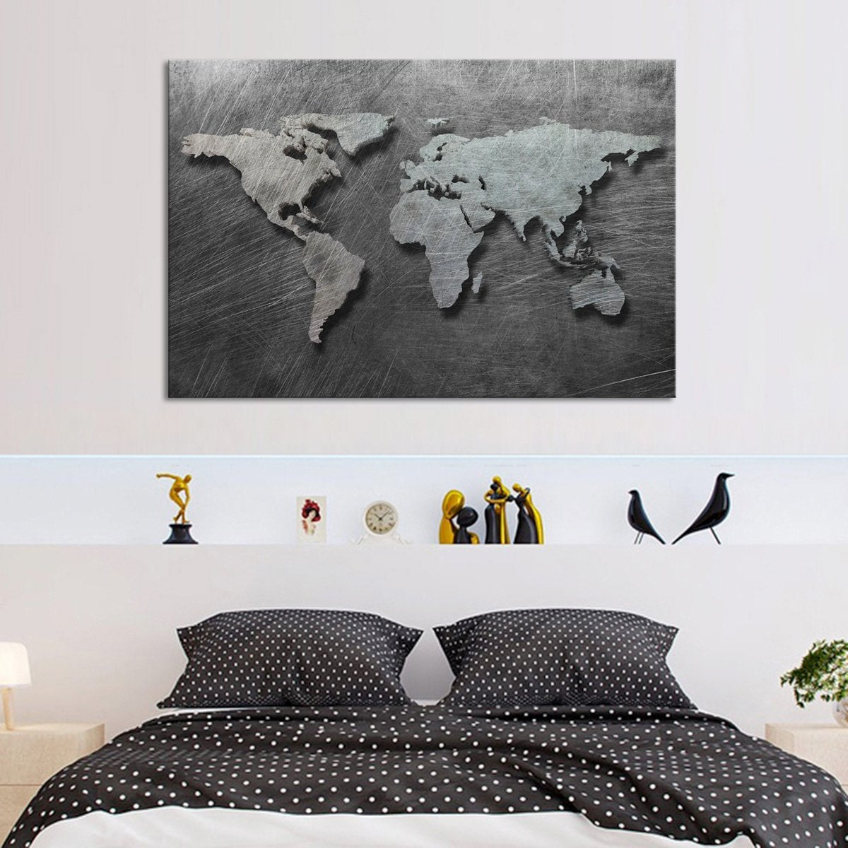 3D Steel World Map Multi Panel Canvas Wall Art