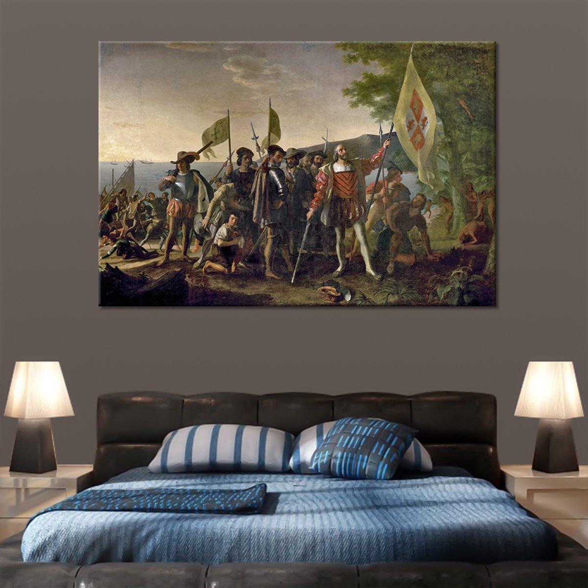 Landing Of Christopher Columbus Multi Panel Canvas Wall Art