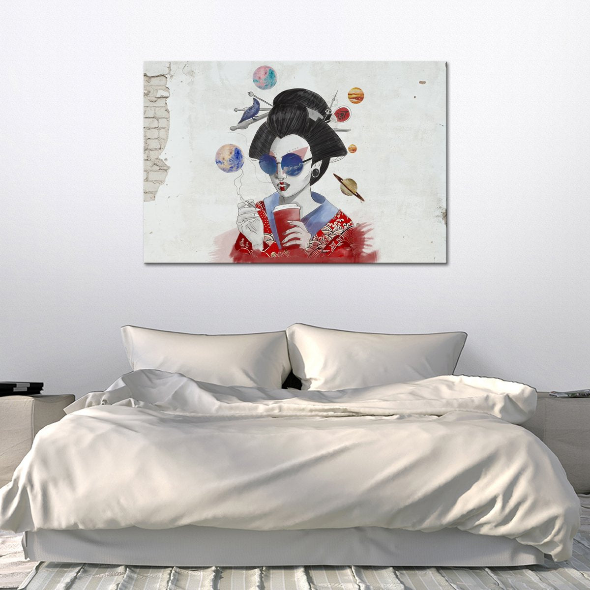 Hipster Geisha Graffiti Multi Panel Canvas Wall Art