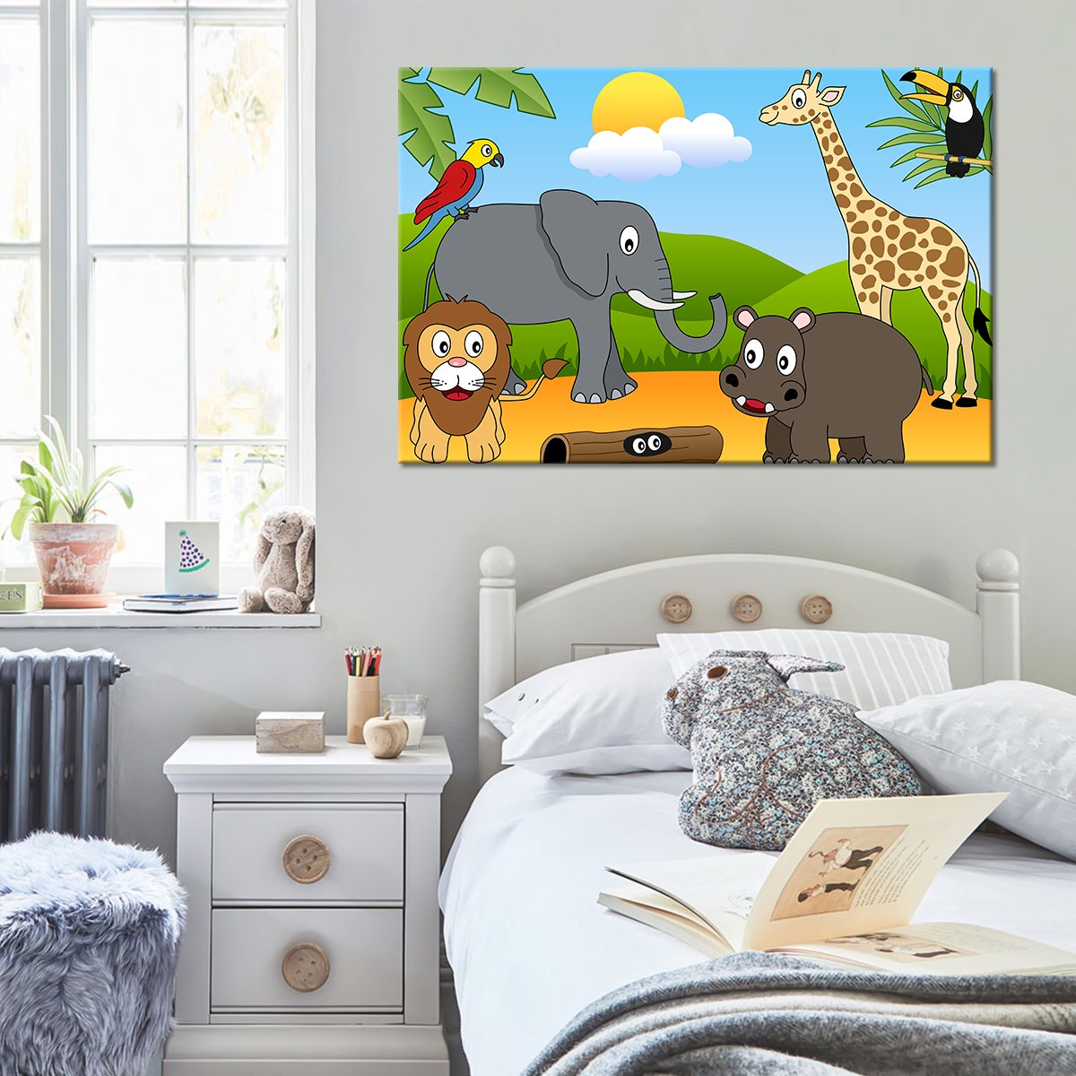 Jungle Cartoon Multi Panel Canvas Wall Art