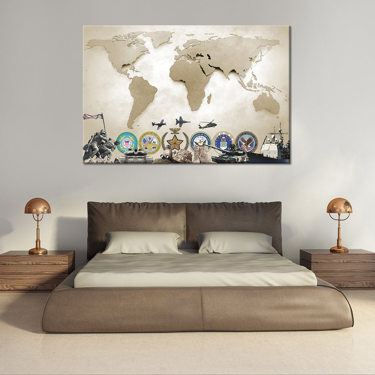 Army World Map Masterpiece Multi Panel Canvas Wall Art
