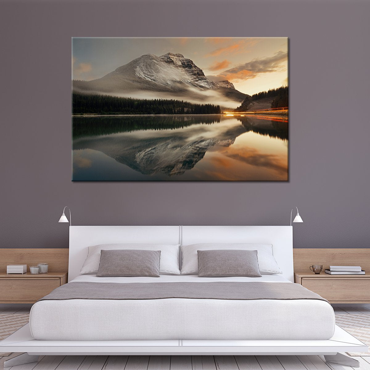 Lake at Sunset Multi Panel Canvas Wall Art