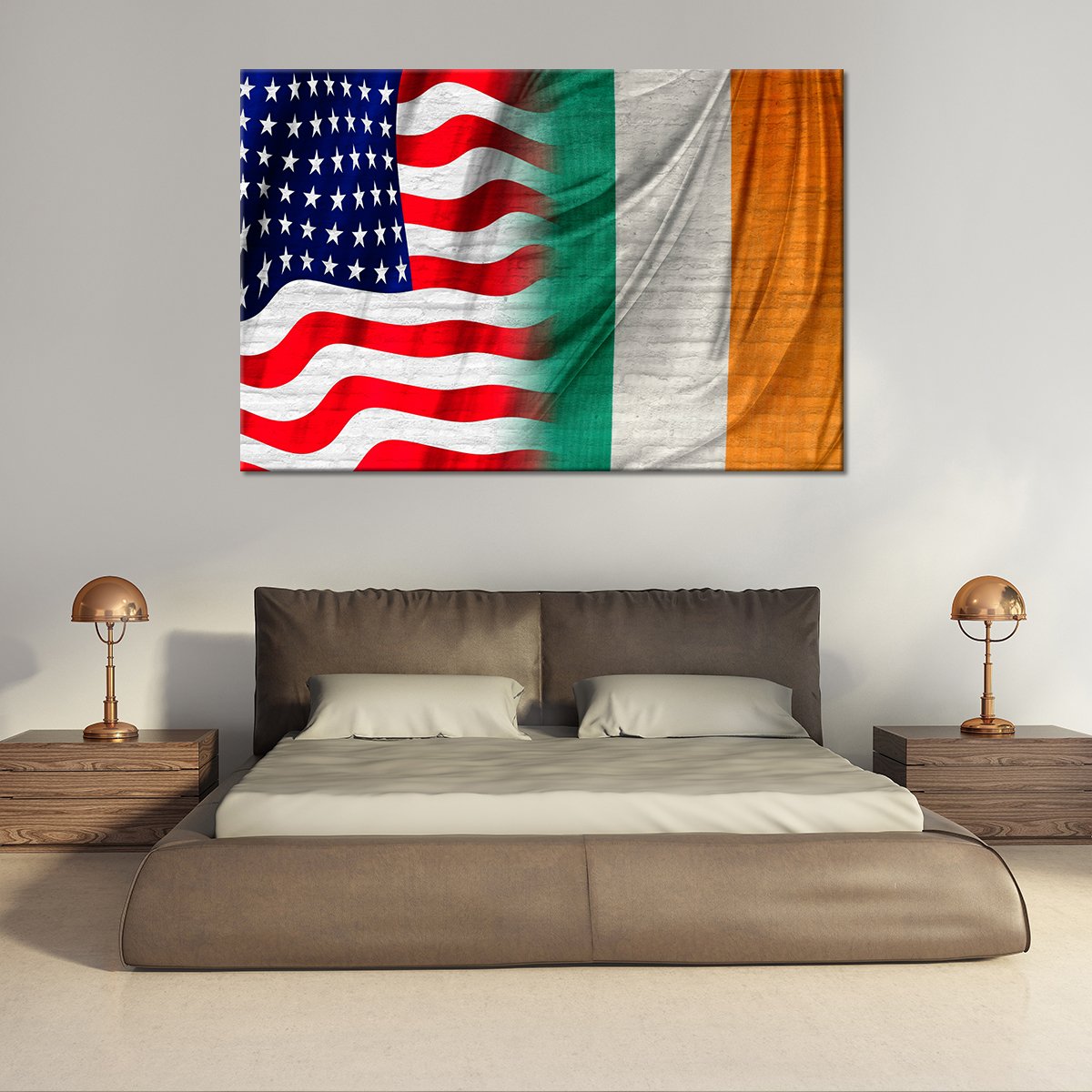 USA And Ireland Flag Multi Panel Canvas Wall Art