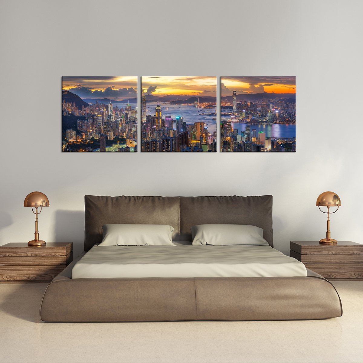 Hong Kong at Sunset Multi Panel Canvas Wall Art