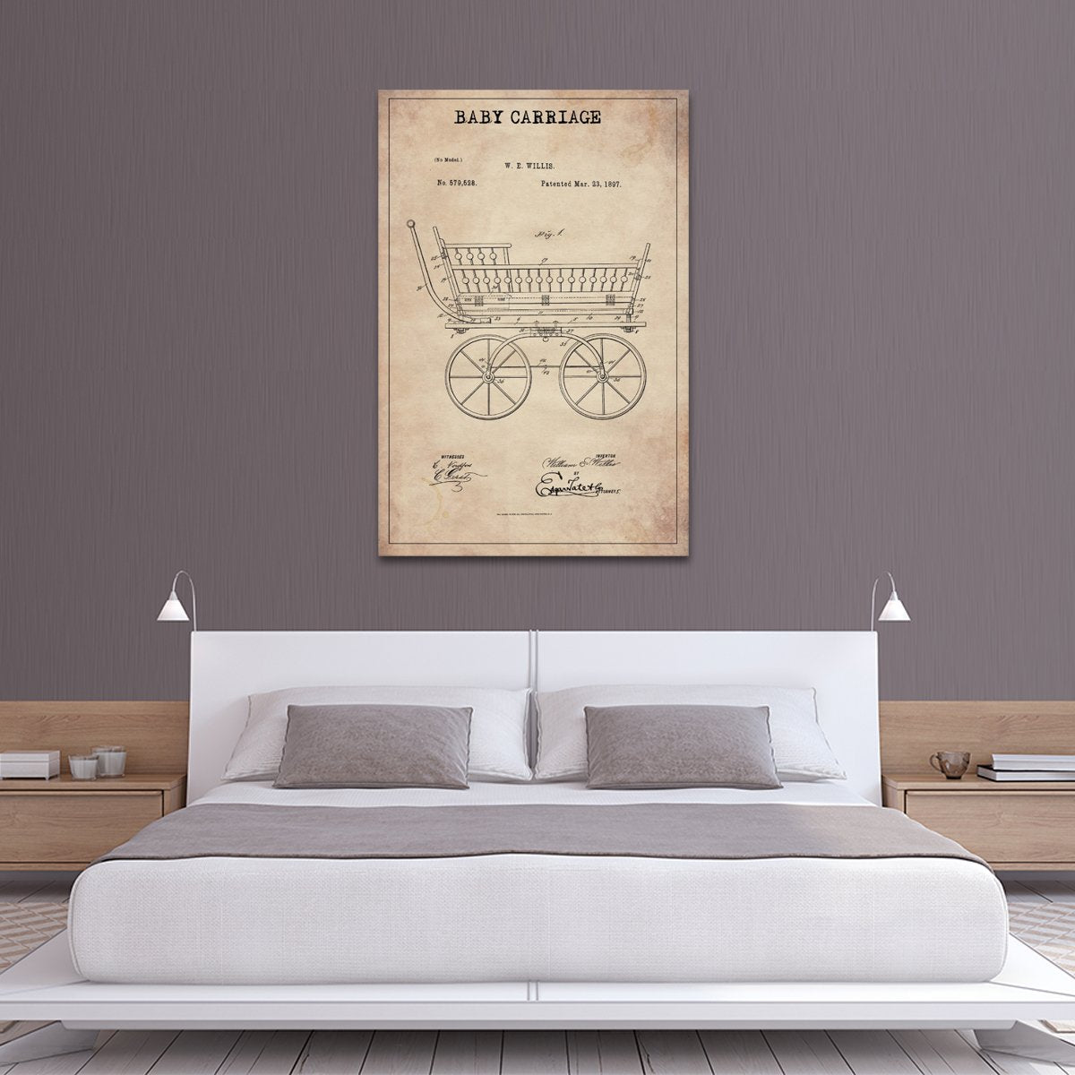 Baby Carriage Patent Canvas Wall Art