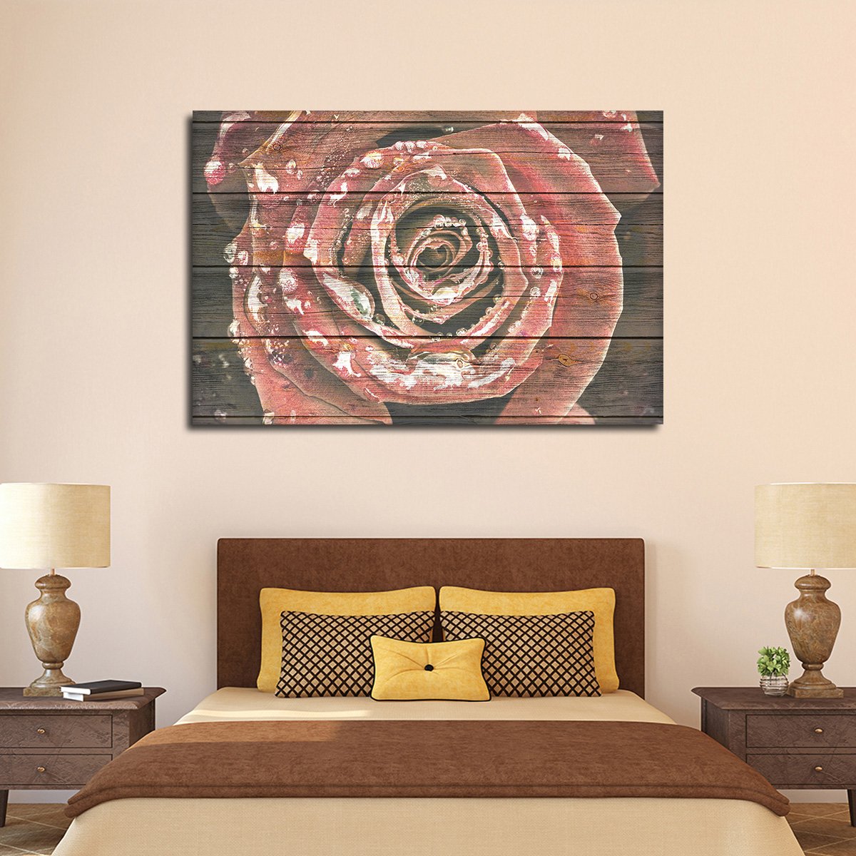 Wooden Rose Multi Panel Canvas Wall Art