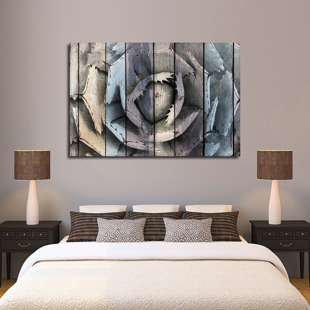 Colorful Wooden Agave Bloom Multi Panel Canvas Wall Art