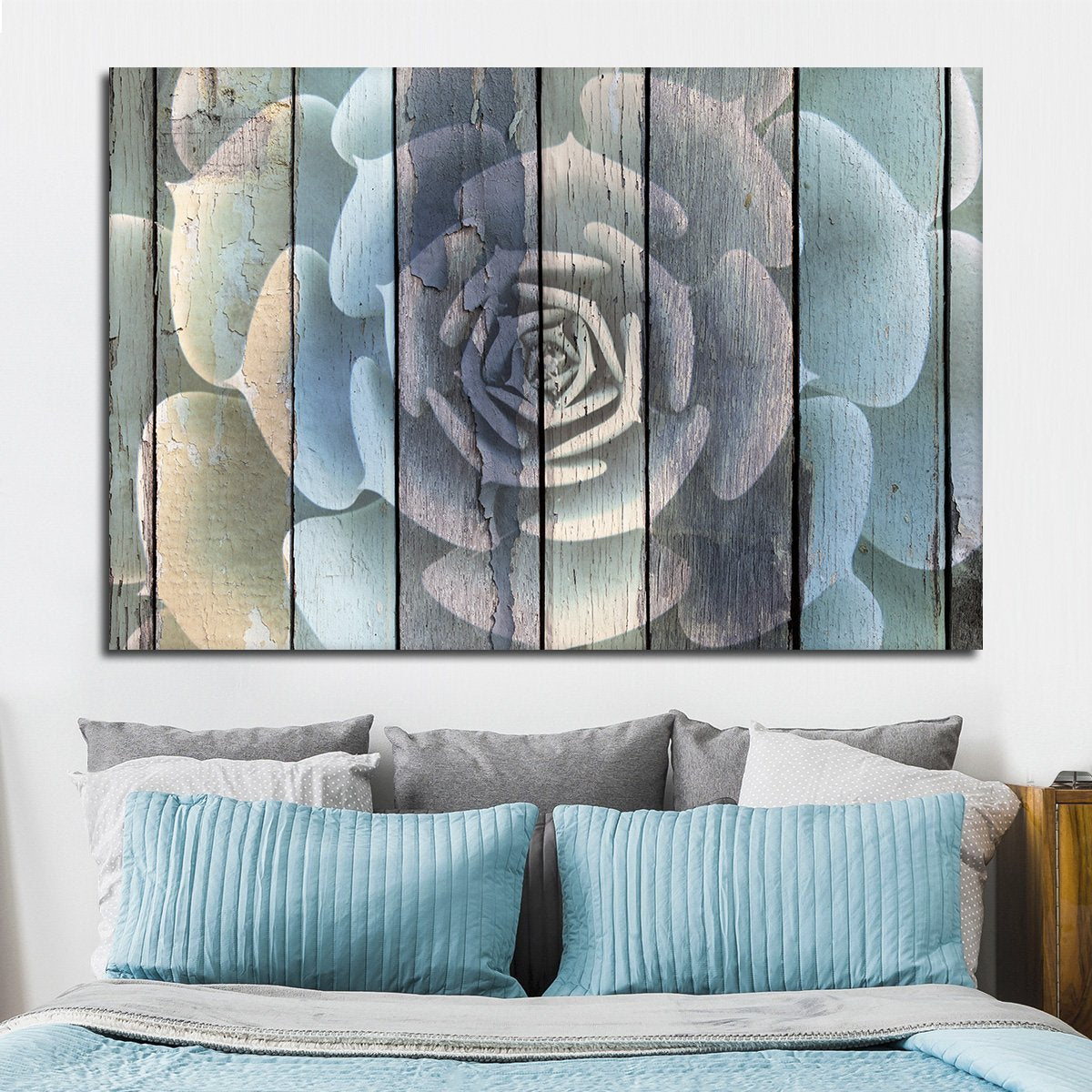Colorful Wooden Succulent Multi Panel Canvas Wall Art