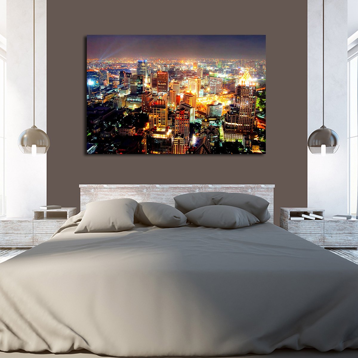 Bangkok at Night Multi Panel Canvas Wall Art