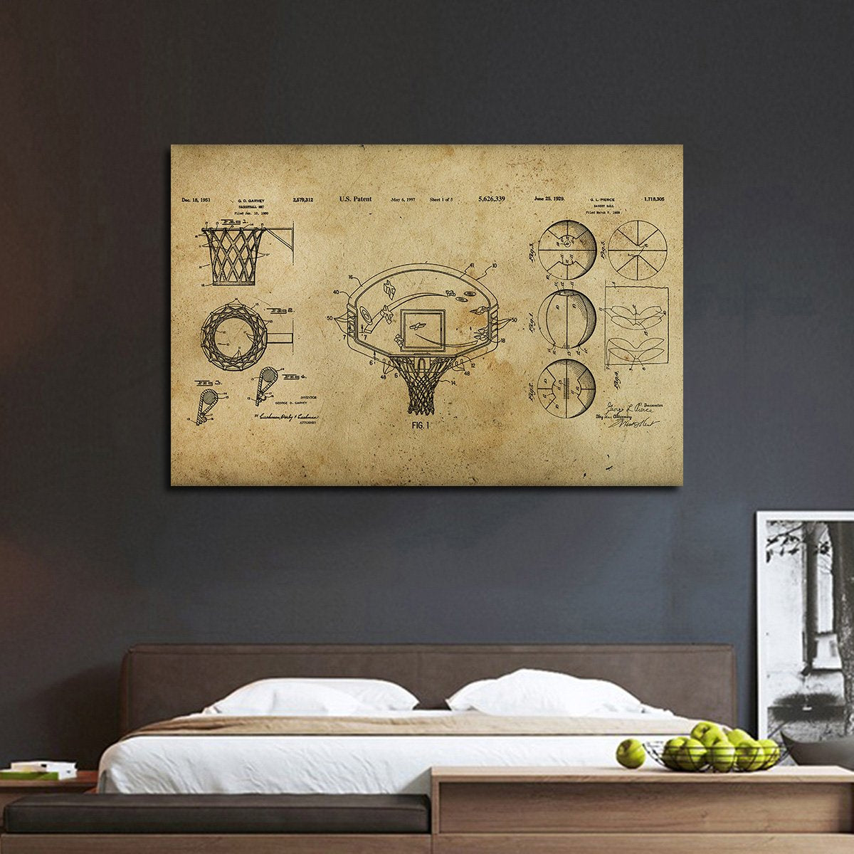 Basketball Patent Compilation Multi Panel Canvas Wall Art