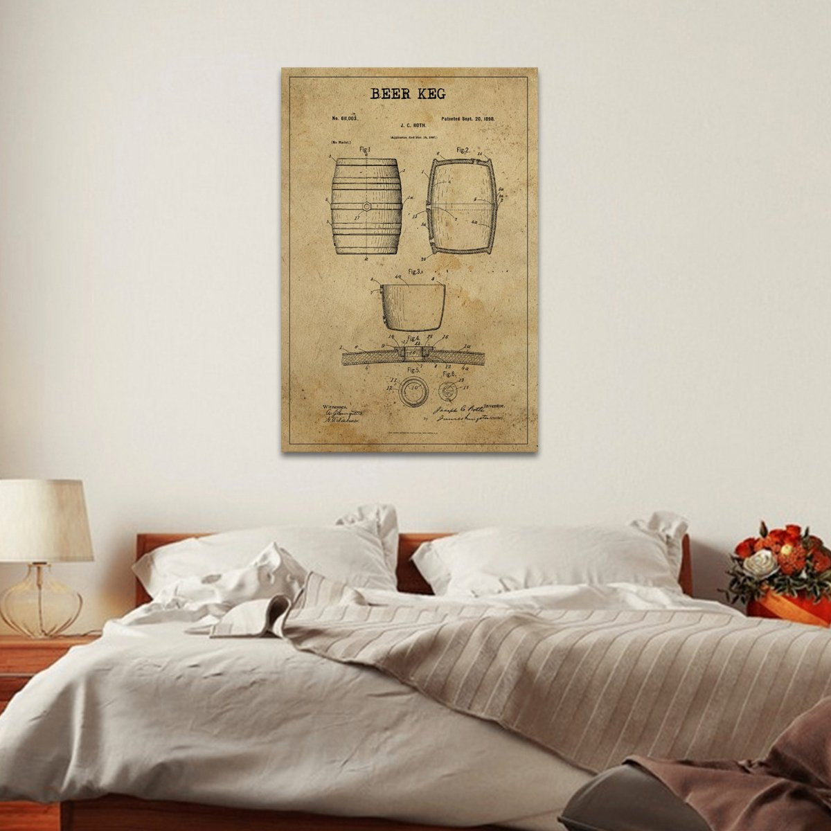 Beer Keg Patent Canvas Wall Art