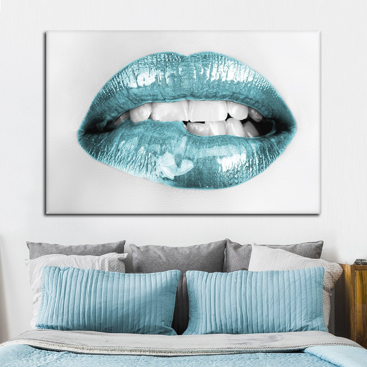 Blue Lips Multi Panel Canvas Wall Art