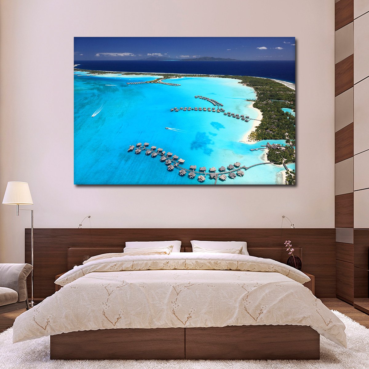 Bora Bora Aerial View Multi Panel Canvas Wall Art