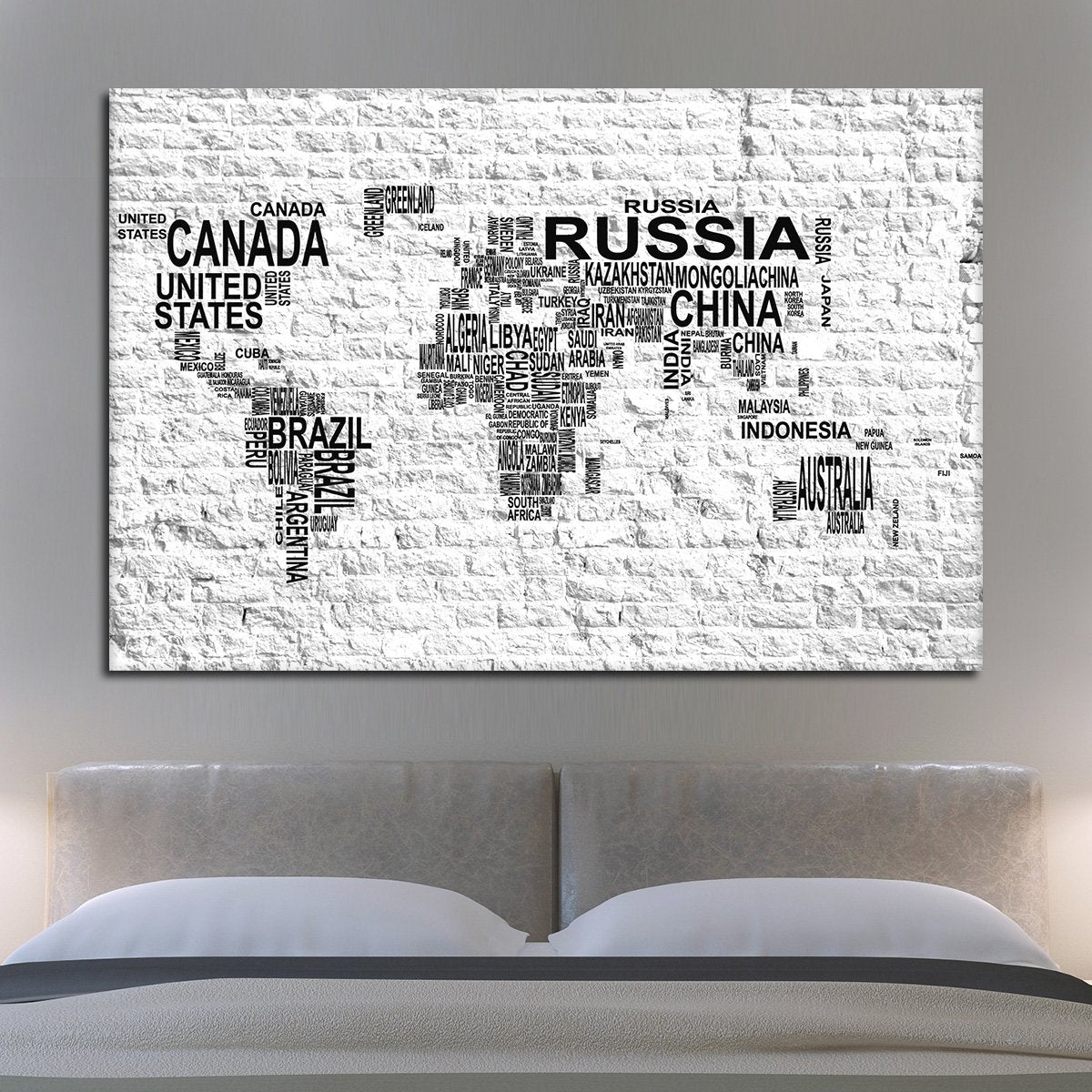 Brick Typography Map Multi Panel Canvas Wall Art