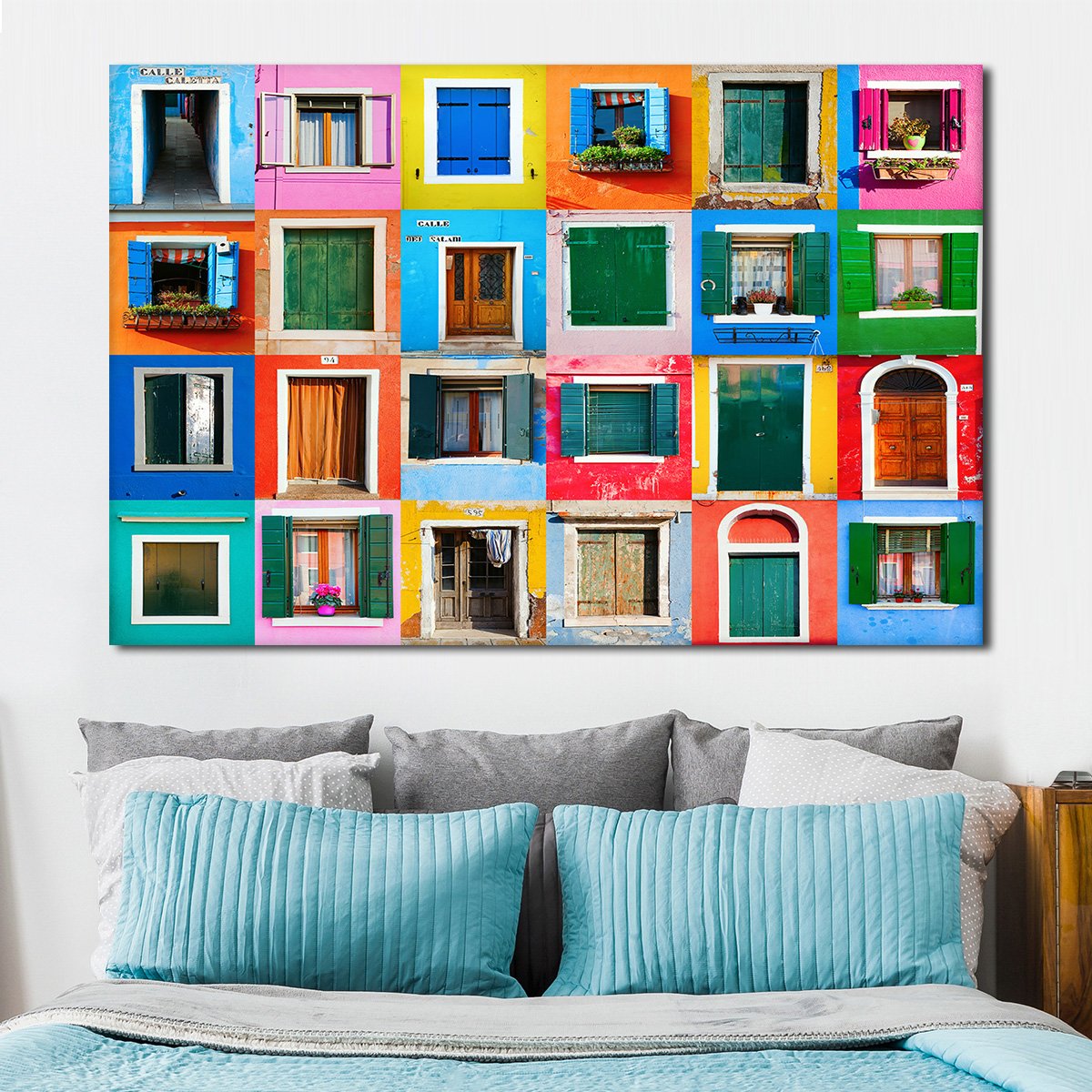 Burano Windows Multi Panel Canvas Wall Art