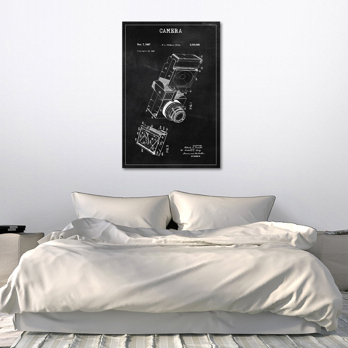 Camera Patent BW Canvas Wall Art