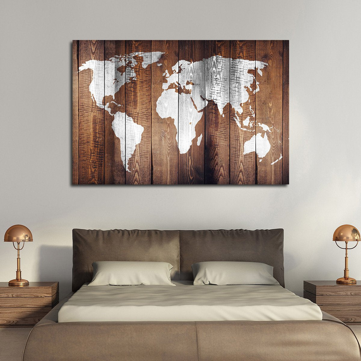 Chestnut World Map Multi Panel Canvas Wall Art