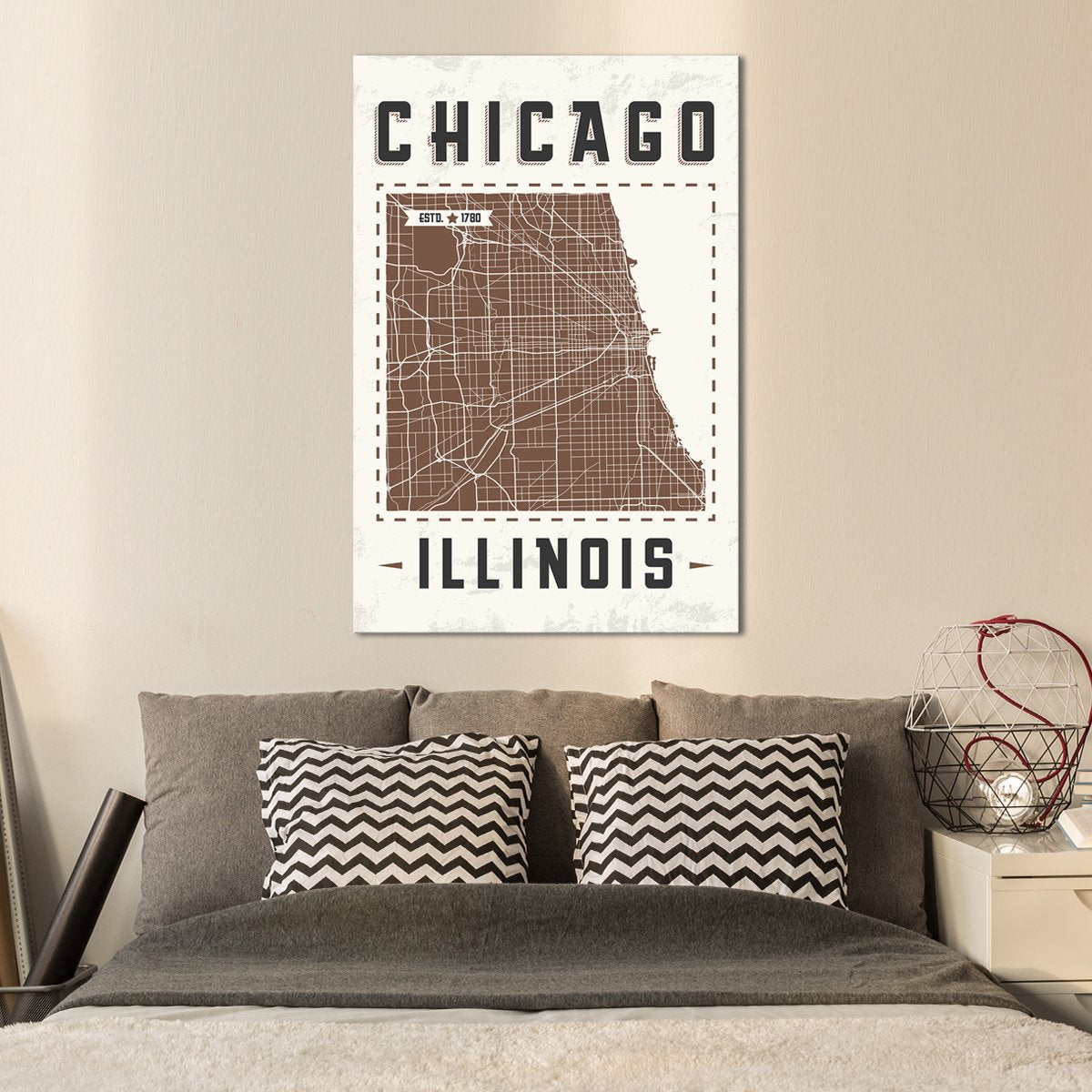 Chicago Map Multi Panel Canvas Wall Art