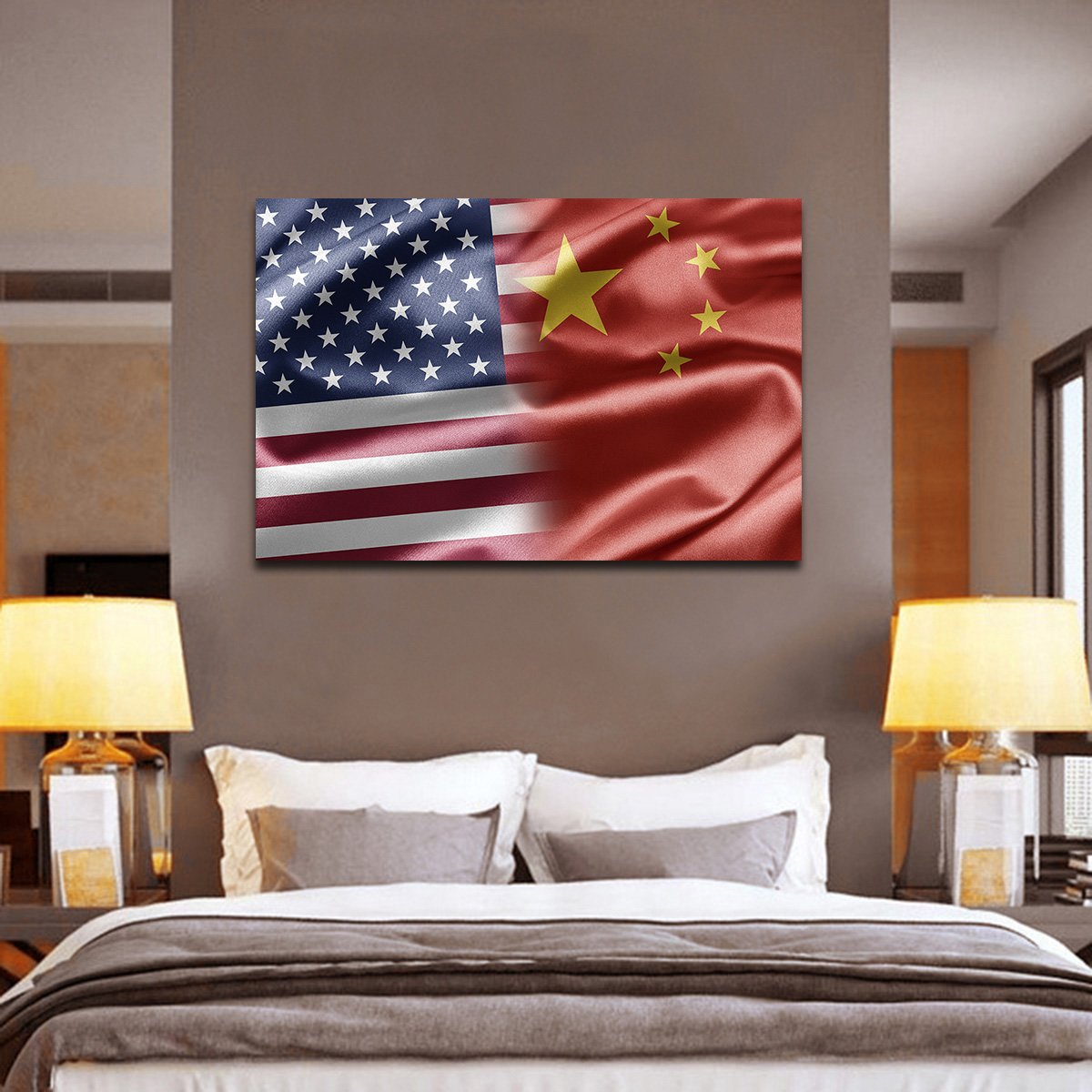 China Meets the USA Multi Panel Canvas Wall Art