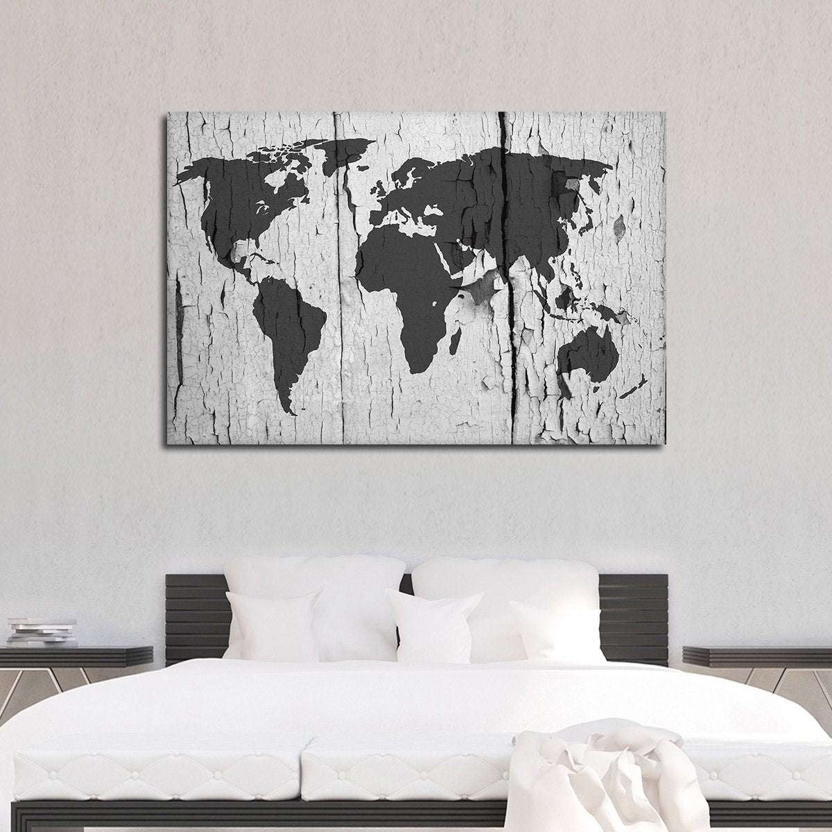 Chipped Paint World Map Multi Panel Canvas Wall Art
