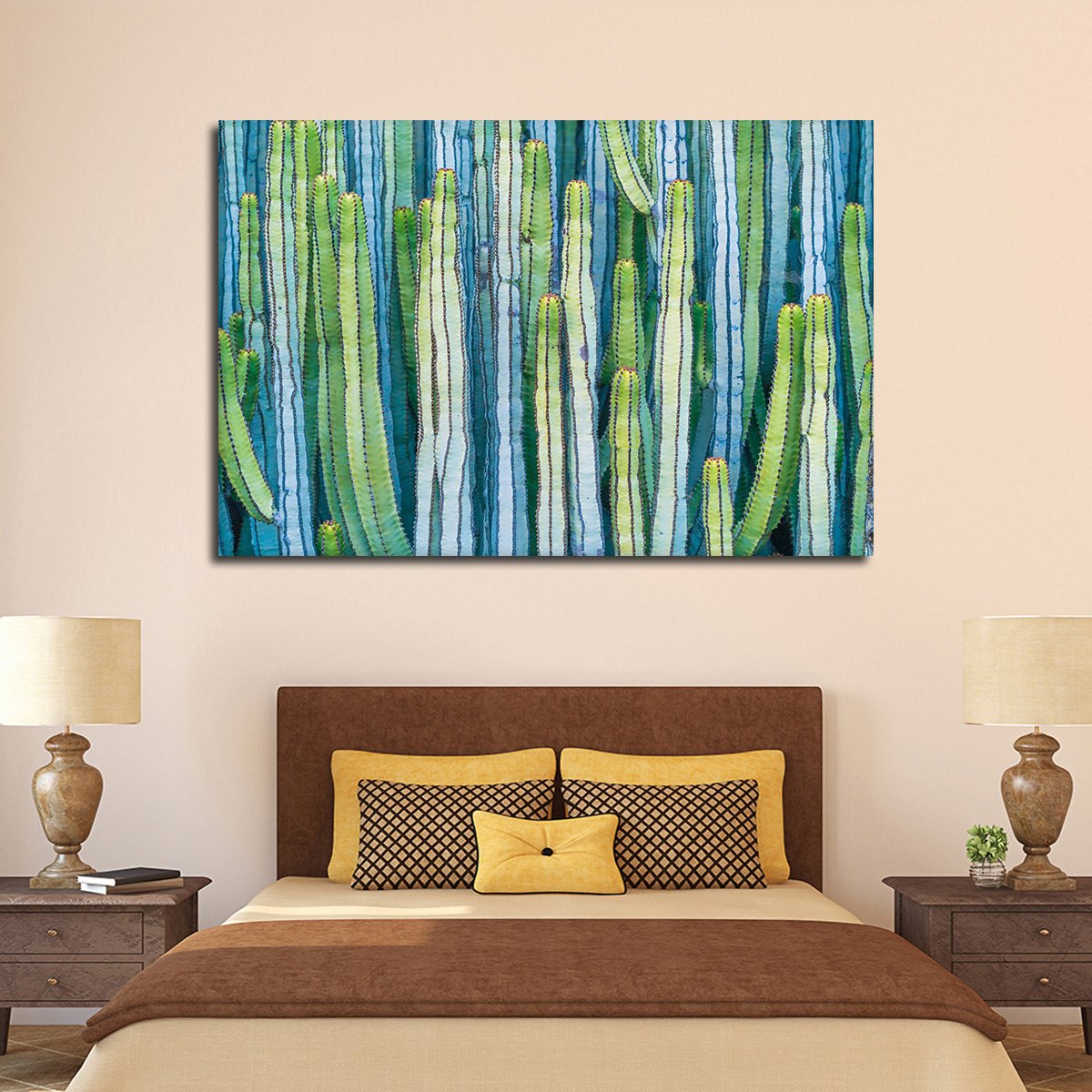 Colored Cacti Multi Panel Canvas Wall Art