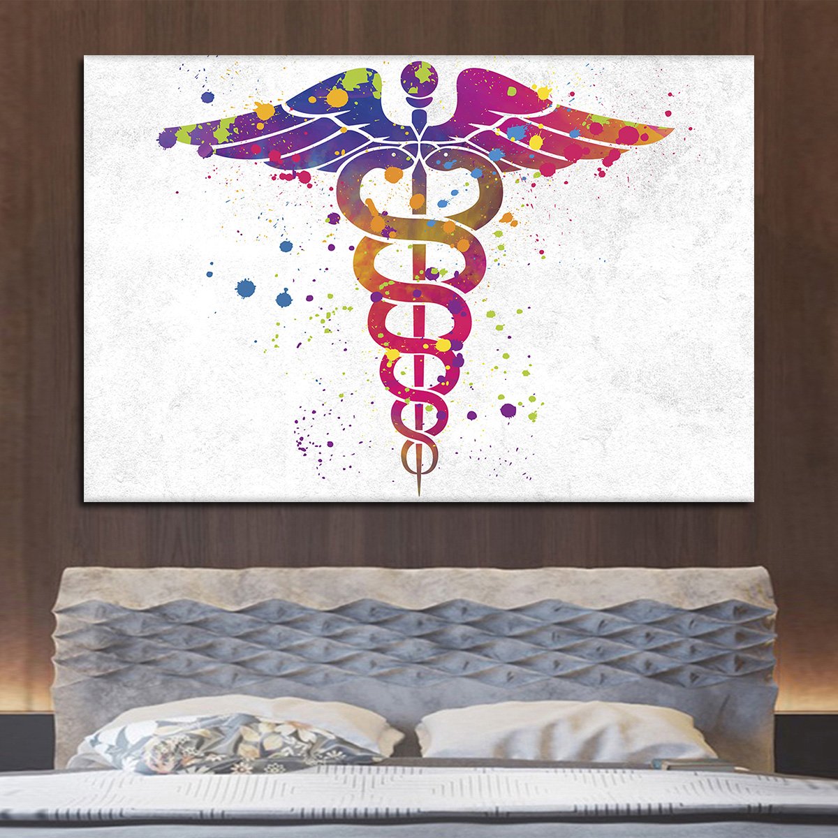 Colorful Caduceus Multi Panel Canvas Wall Art