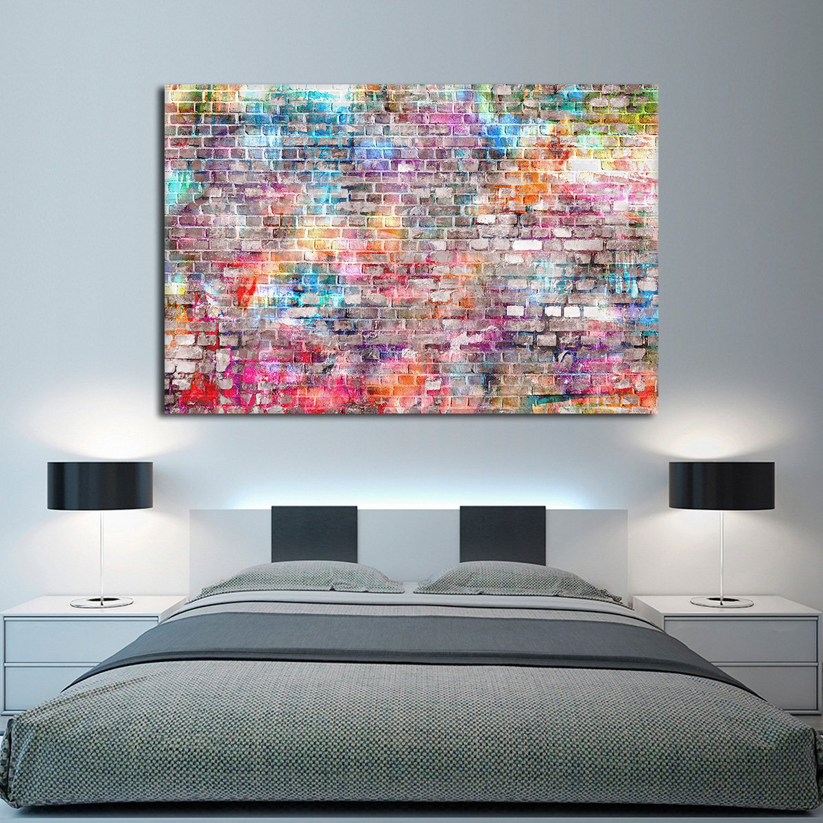 Colorful Brick Wall Multi Panel Canvas Wall Art