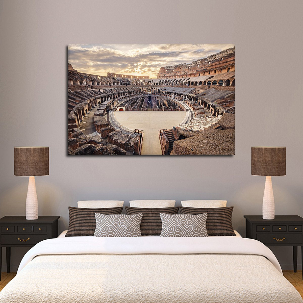 Colosseum At Sunset Multi Panel Canvas Wall Art