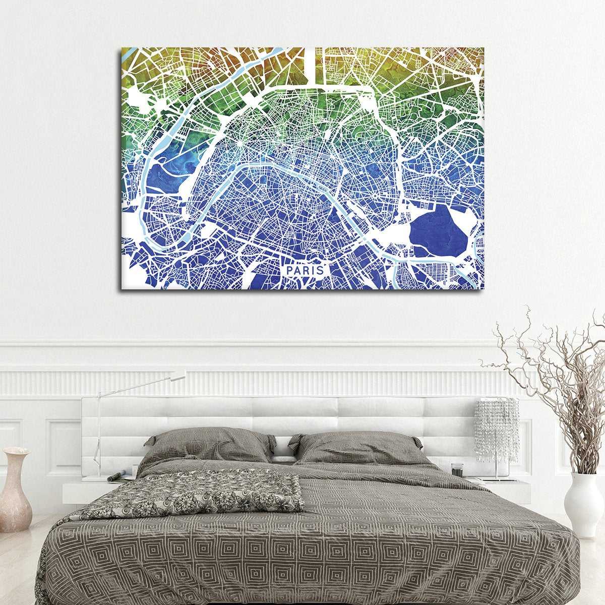 Cool Paris Map Multi Panel Canvas Wall Art
